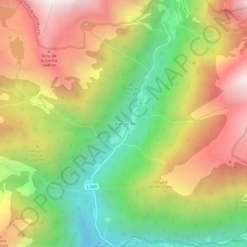 Mappa topografica Caldes de Boí, altitudine, rilievo