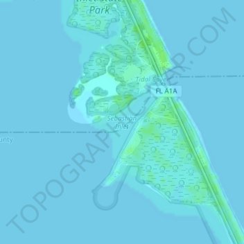 Mappa topografica Sebastian Inlet, altitudine, rilievo