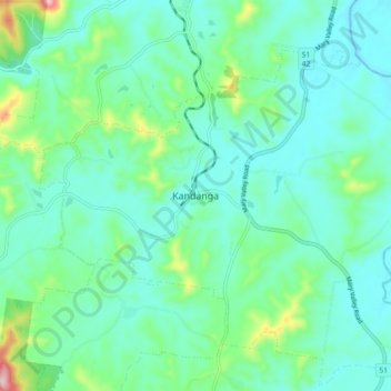 Mappa topografica Kandanga, altitudine, rilievo