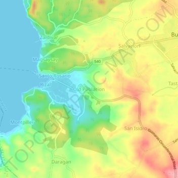 Mappa topografica Old Poblacion, altitudine, rilievo