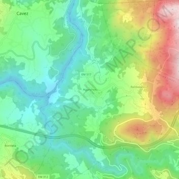 Mappa topografica Agunchos, altitudine, rilievo