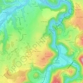Mappa topografica La Grouleyre, altitudine, rilievo
