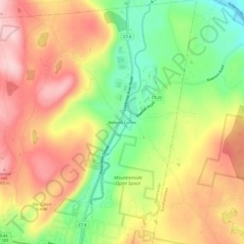 Mappa topografica Nelsons Corner, altitudine, rilievo