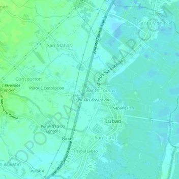 Mappa topografica Purok 1B Concepcion, altitudine, rilievo