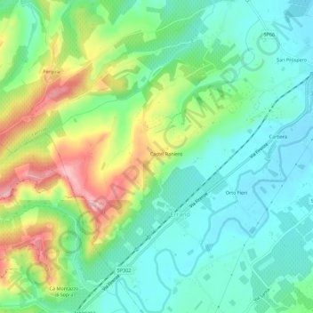 Mappa topografica Castel Raniero, altitudine, rilievo
