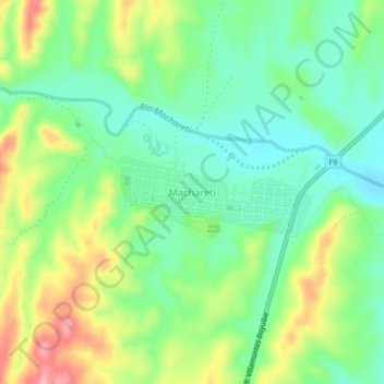 Mappa topografica Machareti, altitudine, rilievo