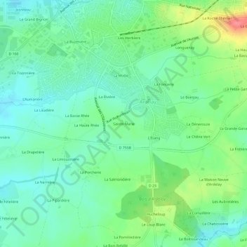 Mappa topografica Sainte-Marie, altitudine, rilievo