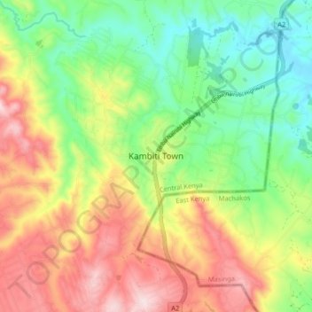 Mappa topografica Kambiti Town, altitudine, rilievo