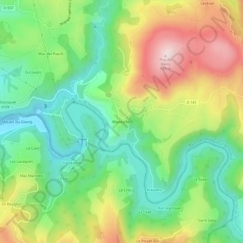 Mappa topografica Mandailles, altitudine, rilievo