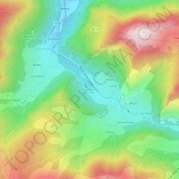 Mappa topografica Plan Drozin, altitudine, rilievo