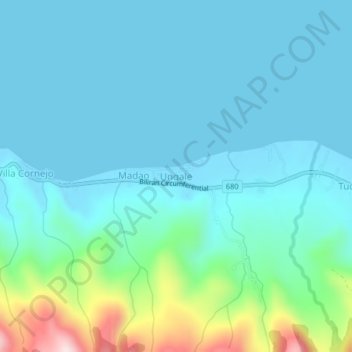 Mappa topografica Ungale, altitudine, rilievo