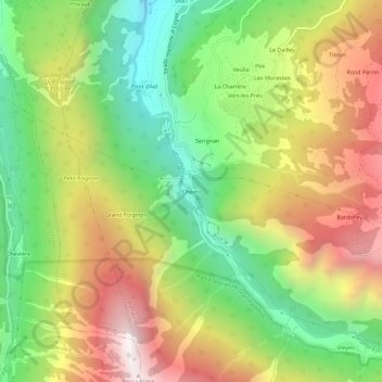 Mappa topografica Chevril, altitudine, rilievo
