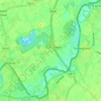 Mappa topografica Le Touquet, altitudine, rilievo