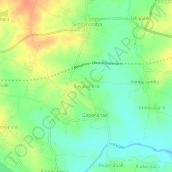 Mappa topografica Rayasandra, altitudine, rilievo