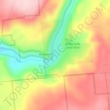 Mappa topografica Pixley Falls, altitudine, rilievo
