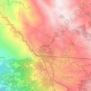 Mappa topografica Lamtang, altitudine, rilievo