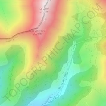 Mappa topografica Jarjatte, altitudine, rilievo