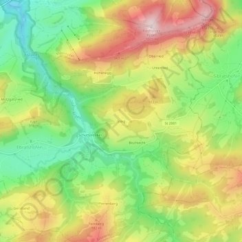 Mappa topografica Steig, altitudine, rilievo