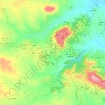 Mappa topografica Calicanto, altitudine, rilievo