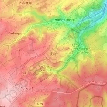Mappa topografica Buir, altitudine, rilievo