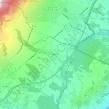Mappa topografica Grény, altitudine, rilievo