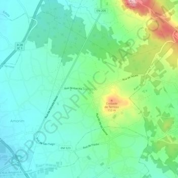 Mappa topografica Terroso, altitudine, rilievo