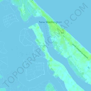 Mappa topografica Pinamuk-an, altitudine, rilievo