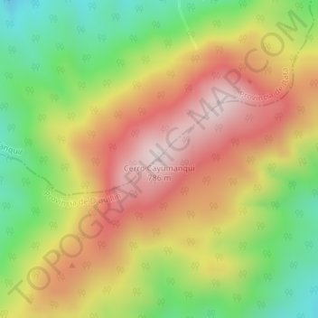 Mappa topografica Cerro Cayumanqui, altitudine, rilievo
