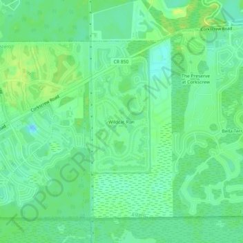 Mappa topografica Wildcat Run, altitudine, rilievo