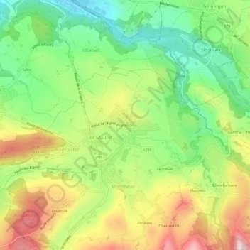 Mappa topografica Praroman, altitudine, rilievo
