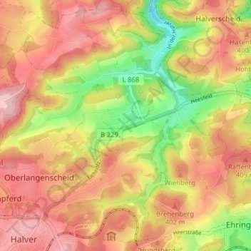 Mappa topografica Oeckinghausen, altitudine, rilievo