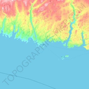 Mappa topografica Burgeo Islands, altitudine, rilievo