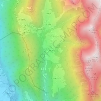 Mappa topografica La Perrière, altitudine, rilievo
