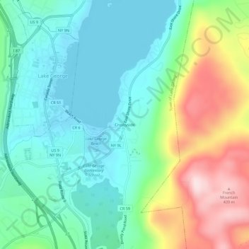 Mappa topografica Crosbyside, altitudine, rilievo