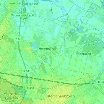 Mappa topografica Herzbroich, altitudine, rilievo
