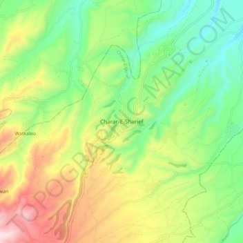 Mappa topografica Charar-E-Sharief, altitudine, rilievo