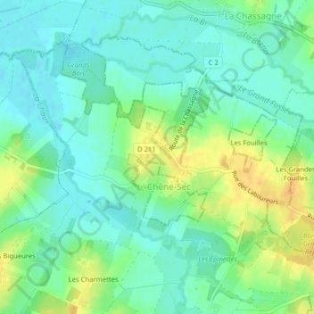 Mappa topografica Le Tille, altitudine, rilievo