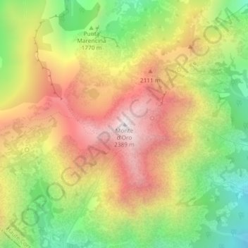 Mappa topografica Monte d'Oro, altitudine, rilievo