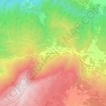 Mappa topografica Soutelo de Matos, altitudine, rilievo