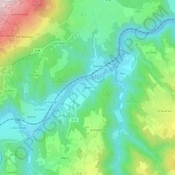 Mappa topografica Vaures, altitudine, rilievo
