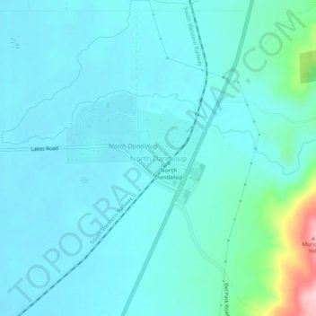 Mappa topografica North Dandalup, altitudine, rilievo