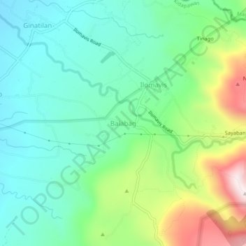 Mappa topografica Balabag, altitudine, rilievo
