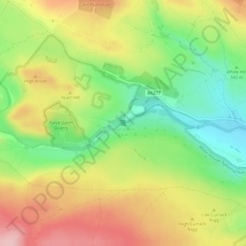 Mappa topografica High Force, altitudine, rilievo