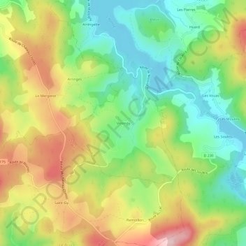 Mappa topografica Vissingy, altitudine, rilievo