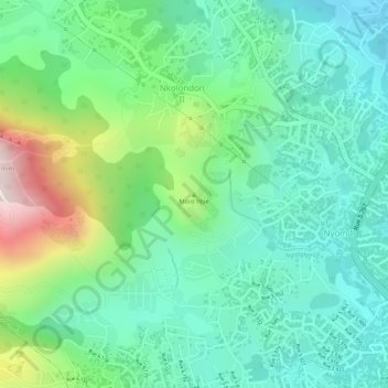 Mappa topografica Yaoundé, altitudine, rilievo