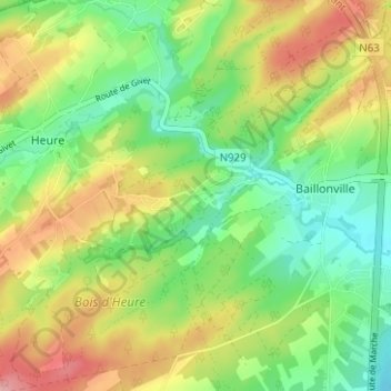 Mappa topografica Les Vennes, altitudine, rilievo