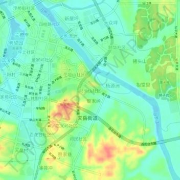 Mappa topografica 马头山社区, altitudine, rilievo