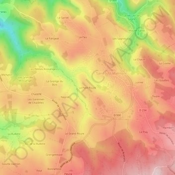 Mappa topografica Le Petit Roure, altitudine, rilievo