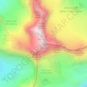 Mappa topografica Il Roc, altitudine, rilievo