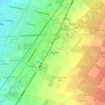 Mappa topografica Don Benedicto, altitudine, rilievo